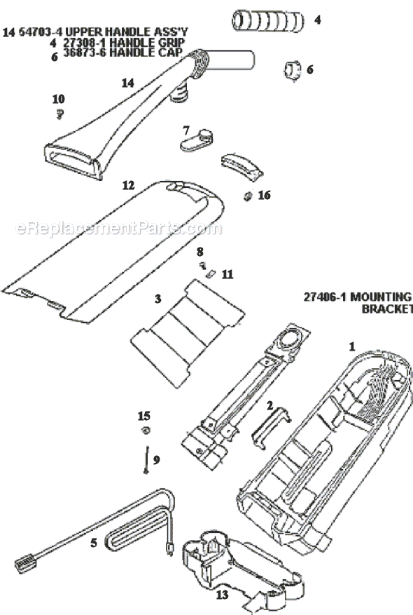 Page D Diagram and Parts List for 9872AT  Eureka Upright Vacuum