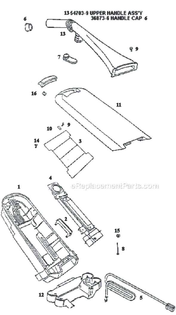 Page D Diagram and Parts List for 9873AT  Eureka Upright Vacuum