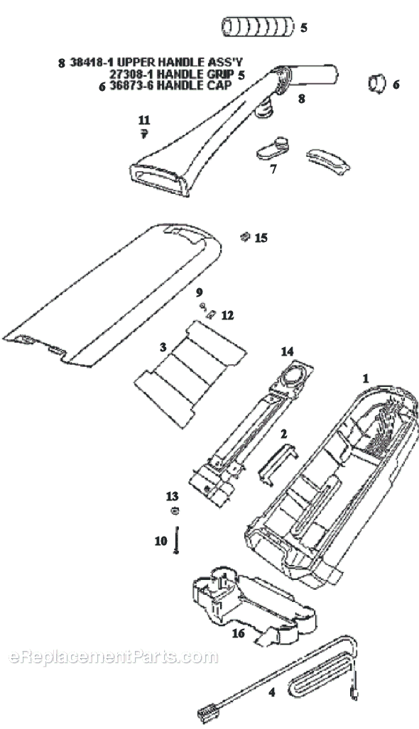 Page C Diagram and Parts List for 9875AT  Eureka Upright Vacuum