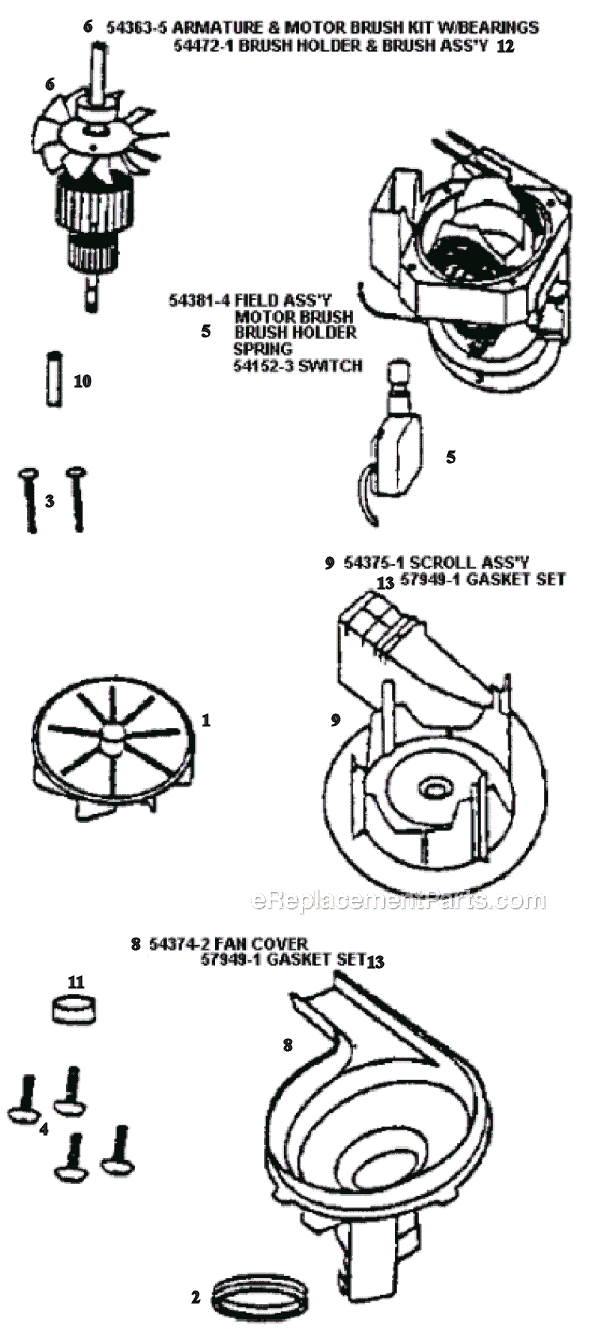 Page D Diagram and Parts List for 9875AT  Eureka Upright Vacuum