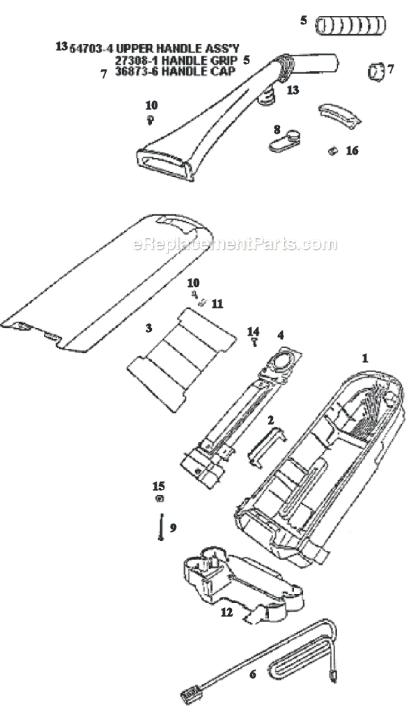 Page D Diagram and Parts List for 9875DT  Eureka Upright Vacuum