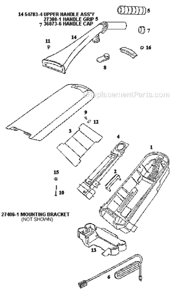 Page D Diagram and Parts List for 9876AT  Eureka Upright Vacuum