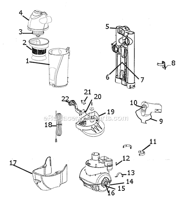 Page C Diagram and Parts List for AS1000A  Eureka Upright Vacuum