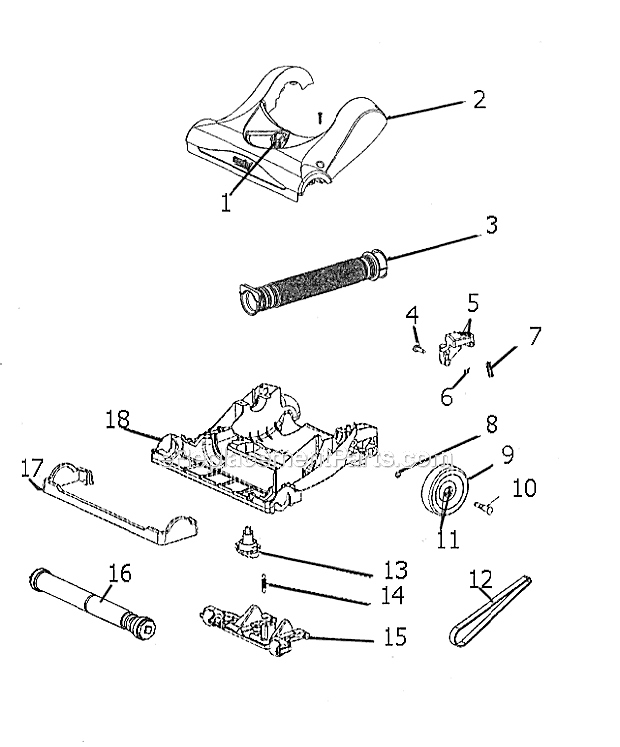 Page A Diagram and Parts List for AS1052AX  Eureka Upright Vacuum
