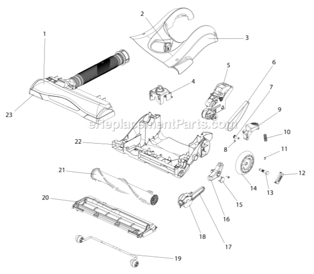 Base_And_Hood Diagram and Parts List for AS1104A  Eureka Upright Vacuum
