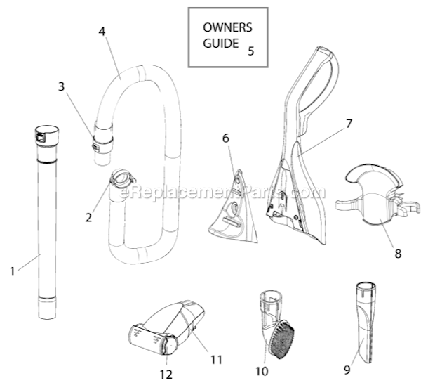 Handle_And_Accessories Diagram and Parts List for AS1104A  Eureka Upright Vacuum
