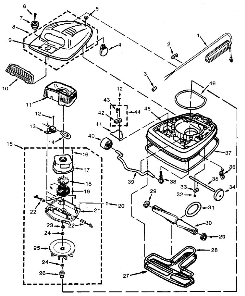 Base Assembly Diagram and Parts List for 1425  Eureka Upright Vacuum