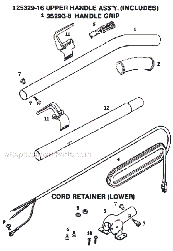 Page D Diagram and Parts List for C2031BM  Eureka Upright Vacuum