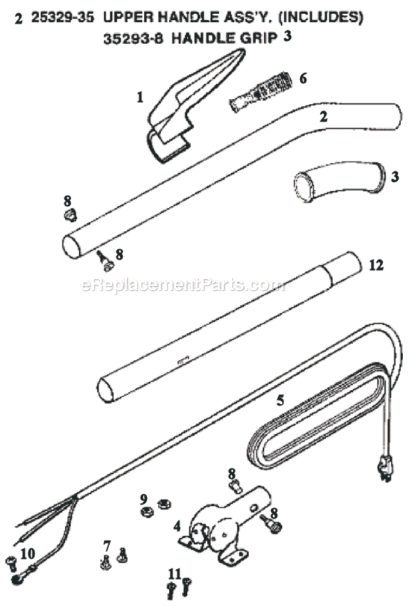 Page D Diagram and Parts List for C2032A  Eureka Upright Vacuum