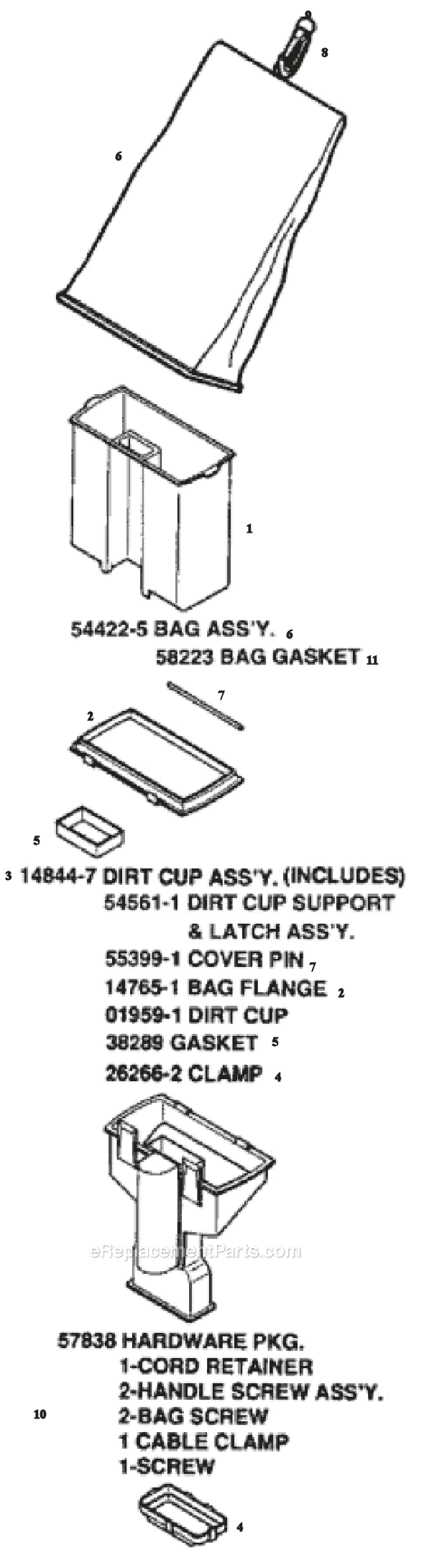 Page E Diagram and Parts List for C2032B  Eureka Upright Vacuum