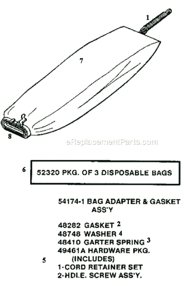 Page E Diagram and Parts List for C2094E  Eureka Upright Vacuum
