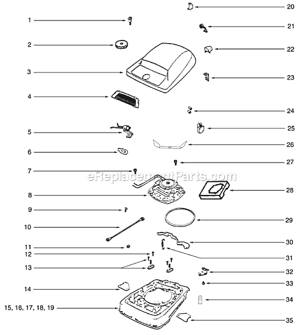 Page B Diagram and Parts List for C2094H  Eureka Upright Vacuum