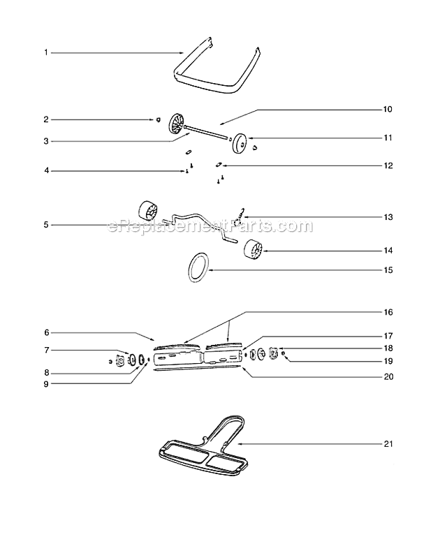 Furniture Guard And Brushroll Diagram and Parts List for C2095A  Eureka Upright Vacuum