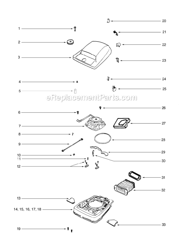 Page B Diagram and Parts List for C2132B-2  Eureka Upright Vacuum
