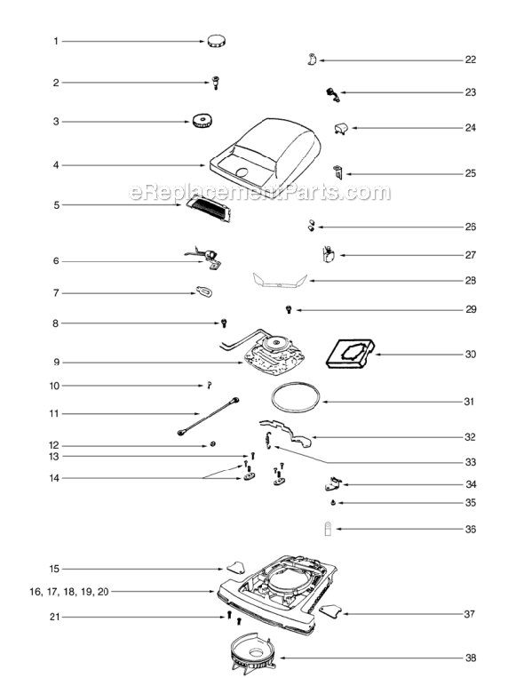 Page A Diagram and Parts List for C4047A  Eureka Upright Vacuum