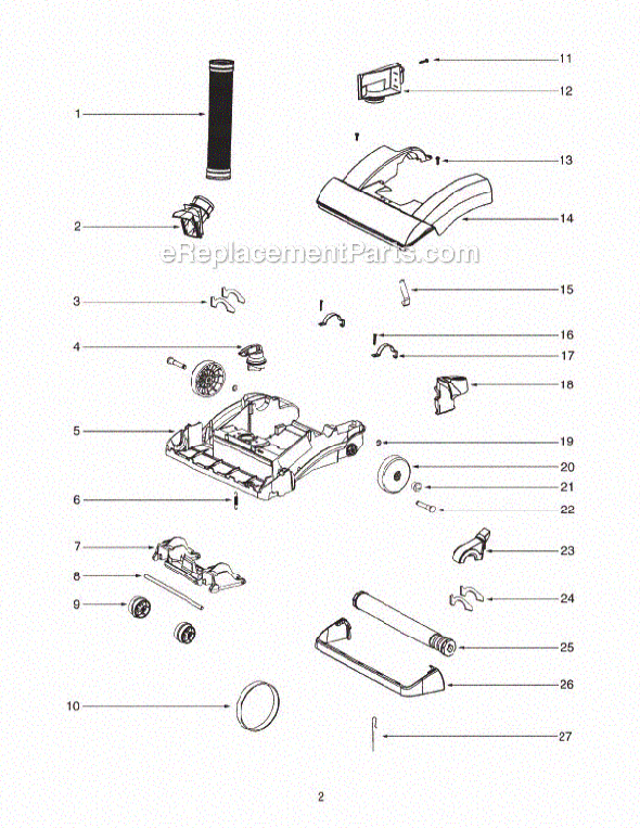Page B Diagram and Parts List for C5712A-1  Eureka Upright Vacuum