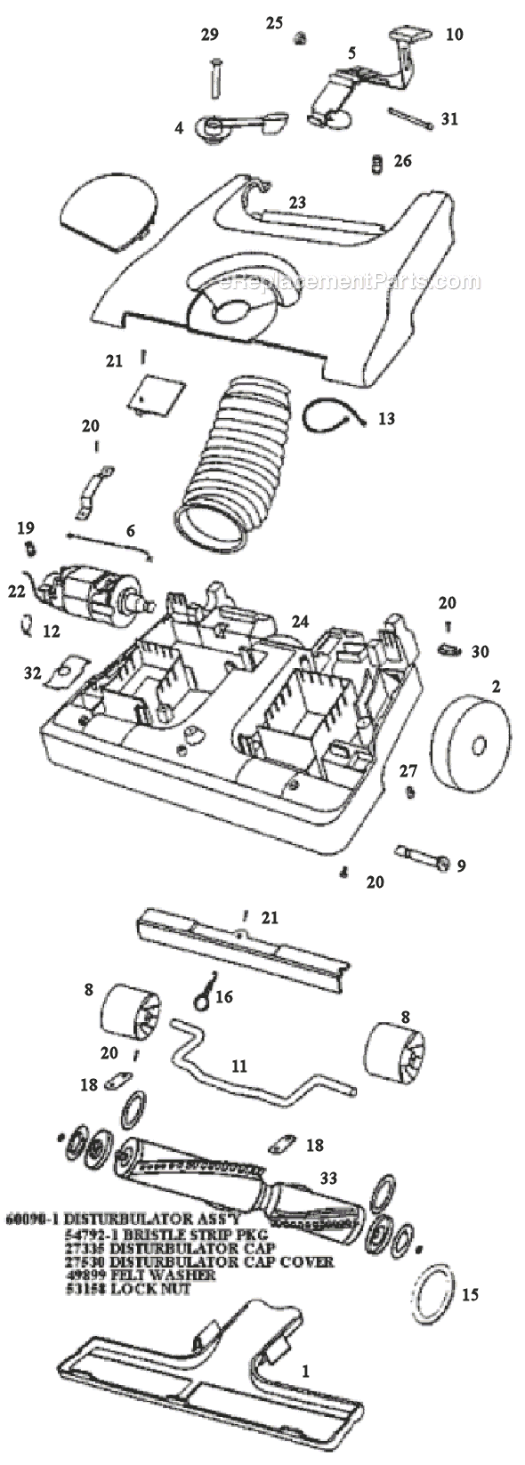 Page A Diagram and Parts List for C6446BT  Eureka Upright Vacuum