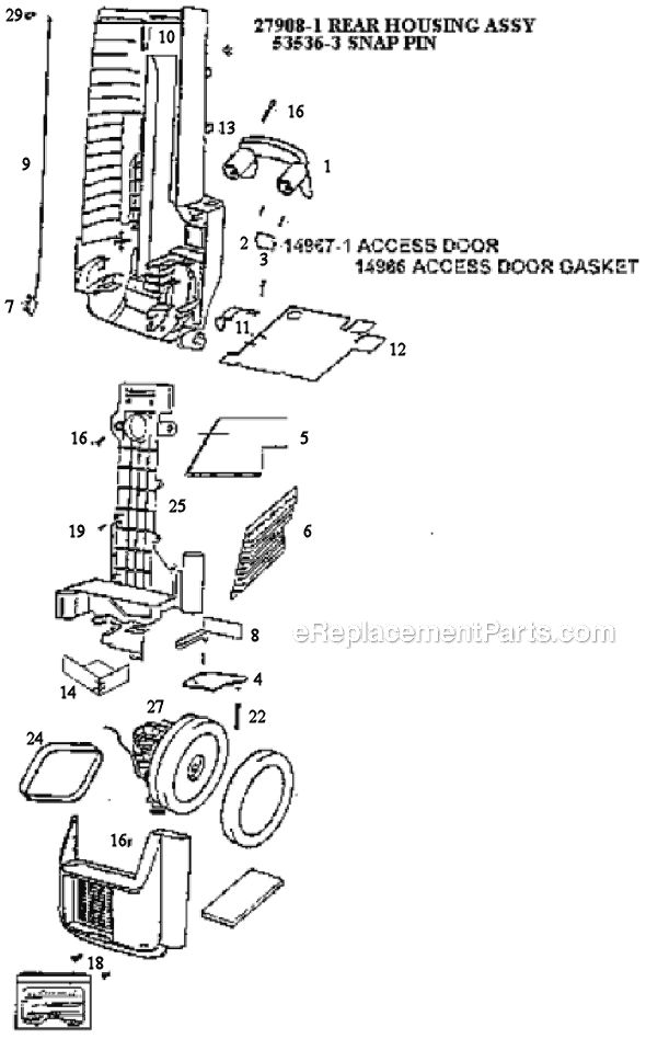 Page B Diagram and Parts List for C6446DT  Eureka Upright Vacuum