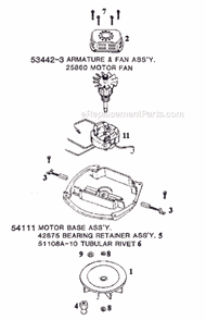 Page B Diagram and Parts List for 1942B  Eureka Upright Vacuum