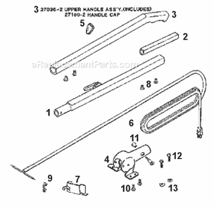 Page D Diagram and Parts List for 2034B  Eureka Upright Vacuum