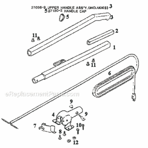 Page E Diagram and Parts List for 2034E  Eureka Upright Vacuum