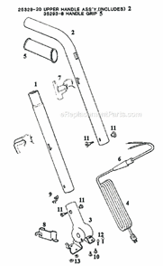 Page D Diagram and Parts List for 2122A  Eureka Upright Vacuum