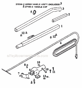 Page D Diagram and Parts List for 2134A  Eureka Upright Vacuum