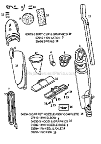 Page A Diagram and Parts List for 274A-1  Eureka Upright Vacuum
