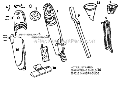 Page A Diagram and Parts List for 286A  Eureka Upright Vacuum