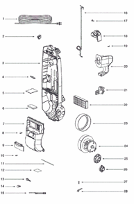 Page D Diagram and Parts List for 2905A  Eureka Upright Vacuum