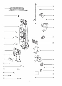 Page D Diagram and Parts List for 2924AS  Eureka Upright Vacuum