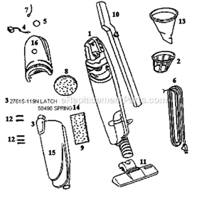 Page A Diagram and Parts List for 297A  Eureka Upright Vacuum