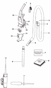 Page B Diagram and Parts List for 2996AVZ  Eureka Upright Vacuum