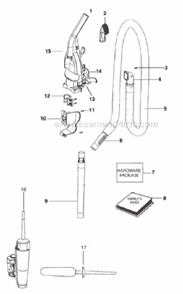 Page B Diagram and Parts List for 2996DVZ  Eureka Upright Vacuum