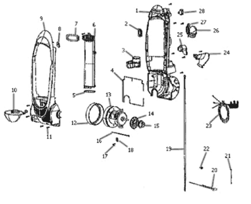 Page D Diagram and Parts List for 3041RED  Eureka Upright Vacuum