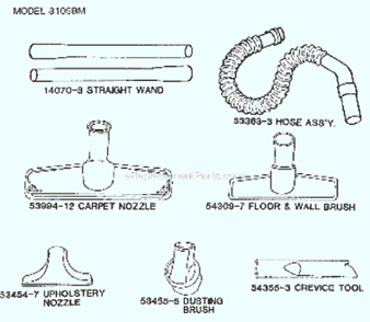 Part Location Diagram of E-53454-7 Eureka Upholstery Nozzle Assy