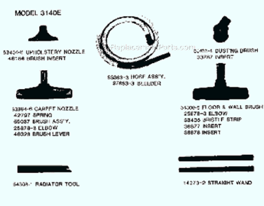 Part Location Diagram of E-39134-6 Eureka Carpet Nozzle & Elbow - P