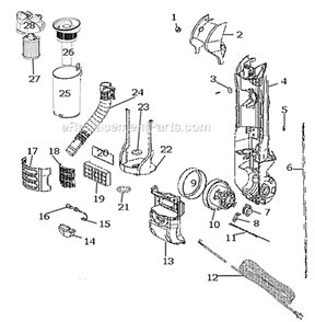 Part Location Diagram of E-80501 Eureka Gasket - Air Duct