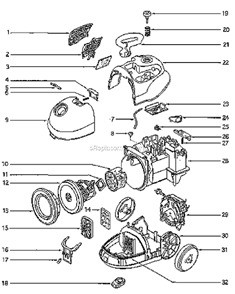 Part Location Diagram of 61268 Eureka Filter Grill Holder