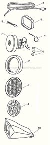 Page B Diagram and Parts List for 3640A  Eureka Canister Vacuum