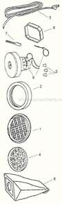 Page B Diagram and Parts List for 3641B  Eureka Canister Vacuum