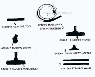 Page C Diagram and Parts List for 3650A  Eureka Canister Vacuum