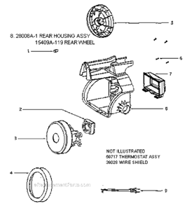Part Location Diagram of 60261-2 Eureka Motor Assembly - Packaged