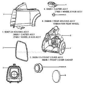 Page A Diagram and Parts List for 3672B  Eureka Canister Vacuum