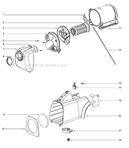 Page A Diagram and Parts List for 3690A  Eureka Canister Vacuum