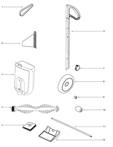 Page A Diagram and Parts List for 404A  Eureka Upright Vacuum