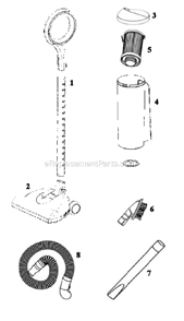 Part Location Diagram of 75125-355N Eureka Hose Holder Fixer