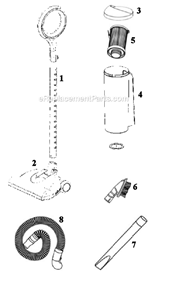 Part Location Diagram of 62452-2 Eureka Handle Assembly