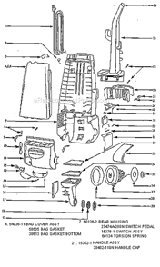 Page C Diagram and Parts List for 4320ATX  Eureka Upright Vacuum