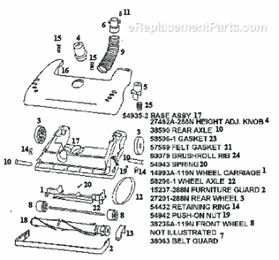 Page A Diagram and Parts List for 4321ATX  Eureka Upright Vacuum
